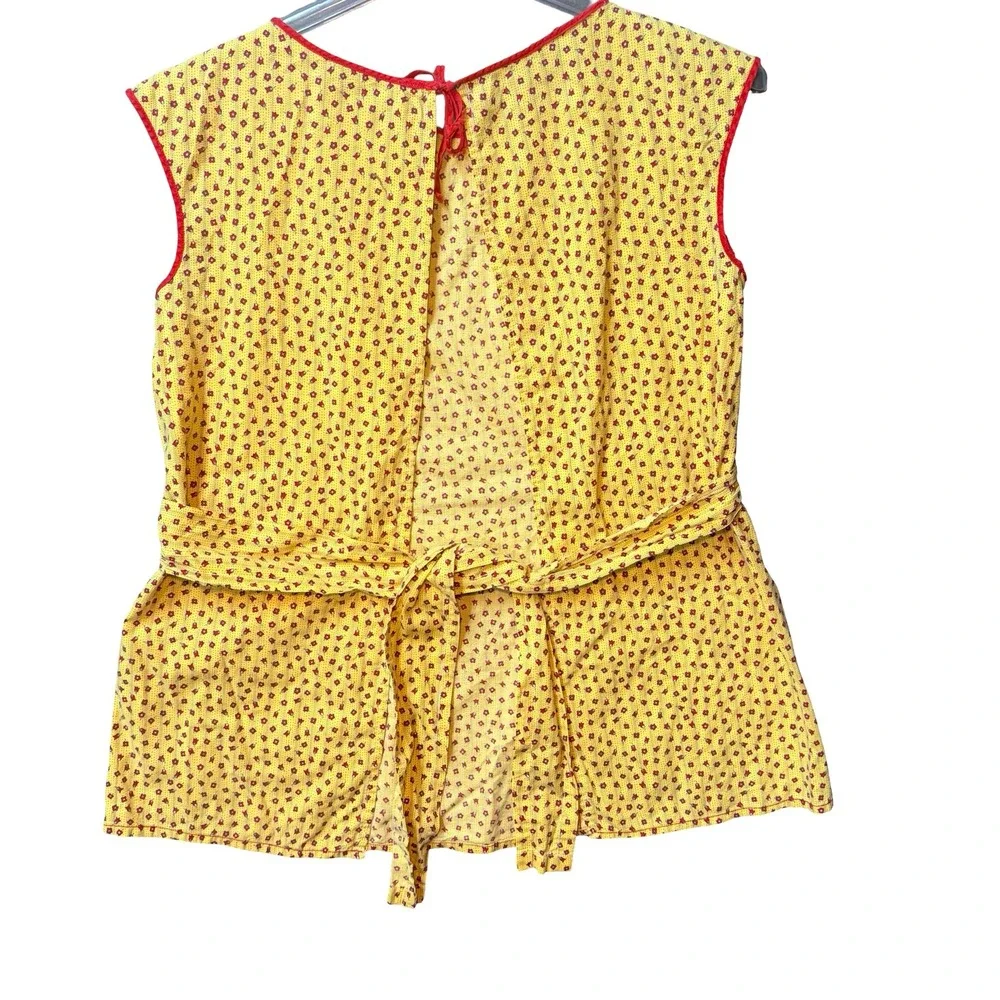 1940s Wrap Apron Vintage Hooverette Yellow & Red Floral WWII Era Retro Farmhouse